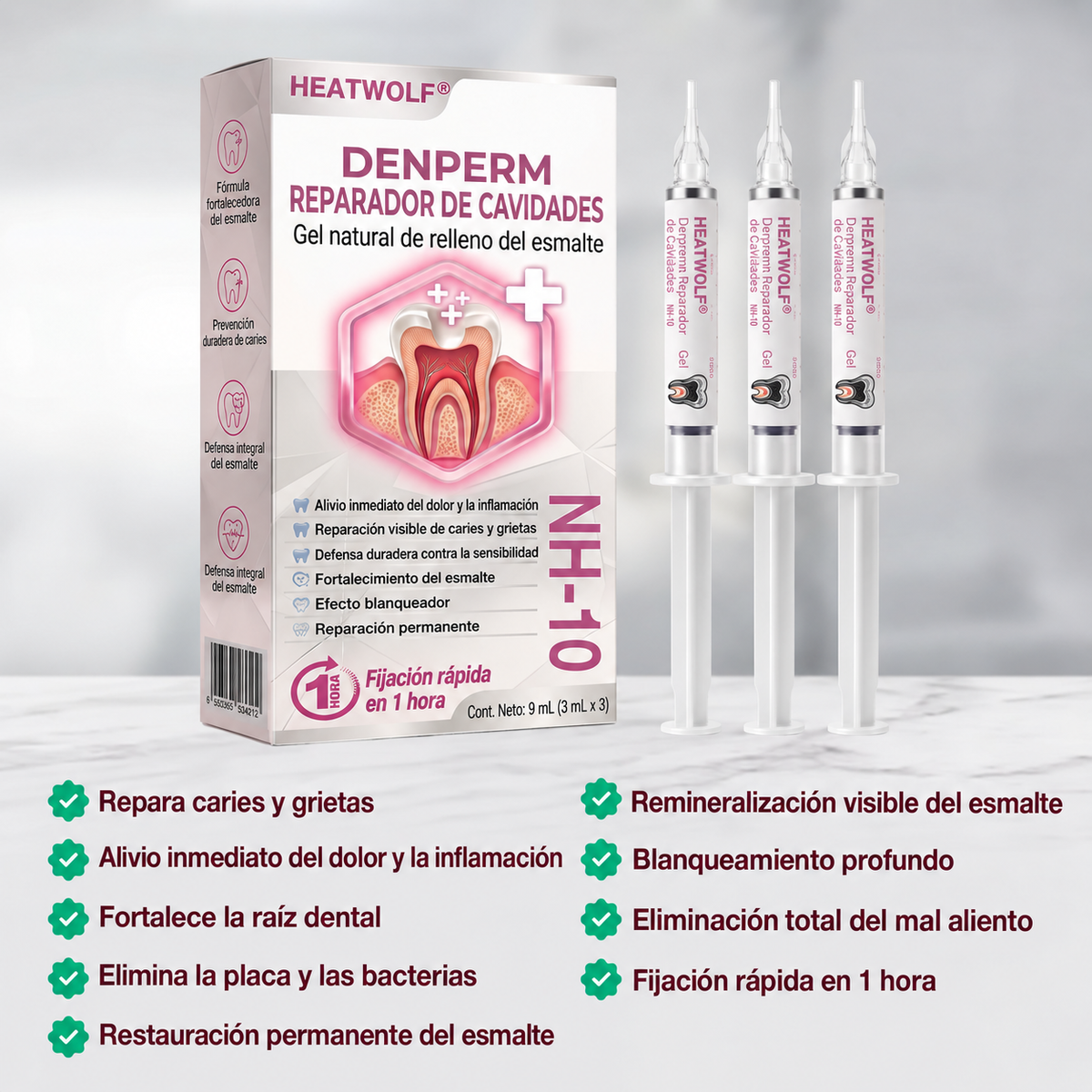HEATWOLF® DenPerm Gel Rellenador Natural de Esmalte para Reparar Caries