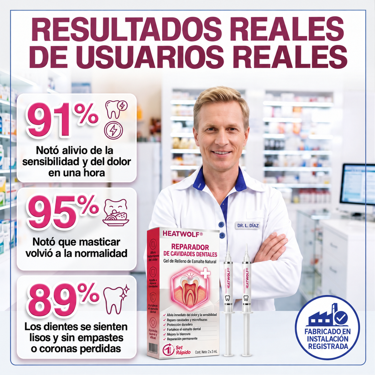 HEATWOLF® DenPerm Gel Rellenador Natural de Esmalte para Reparar Caries