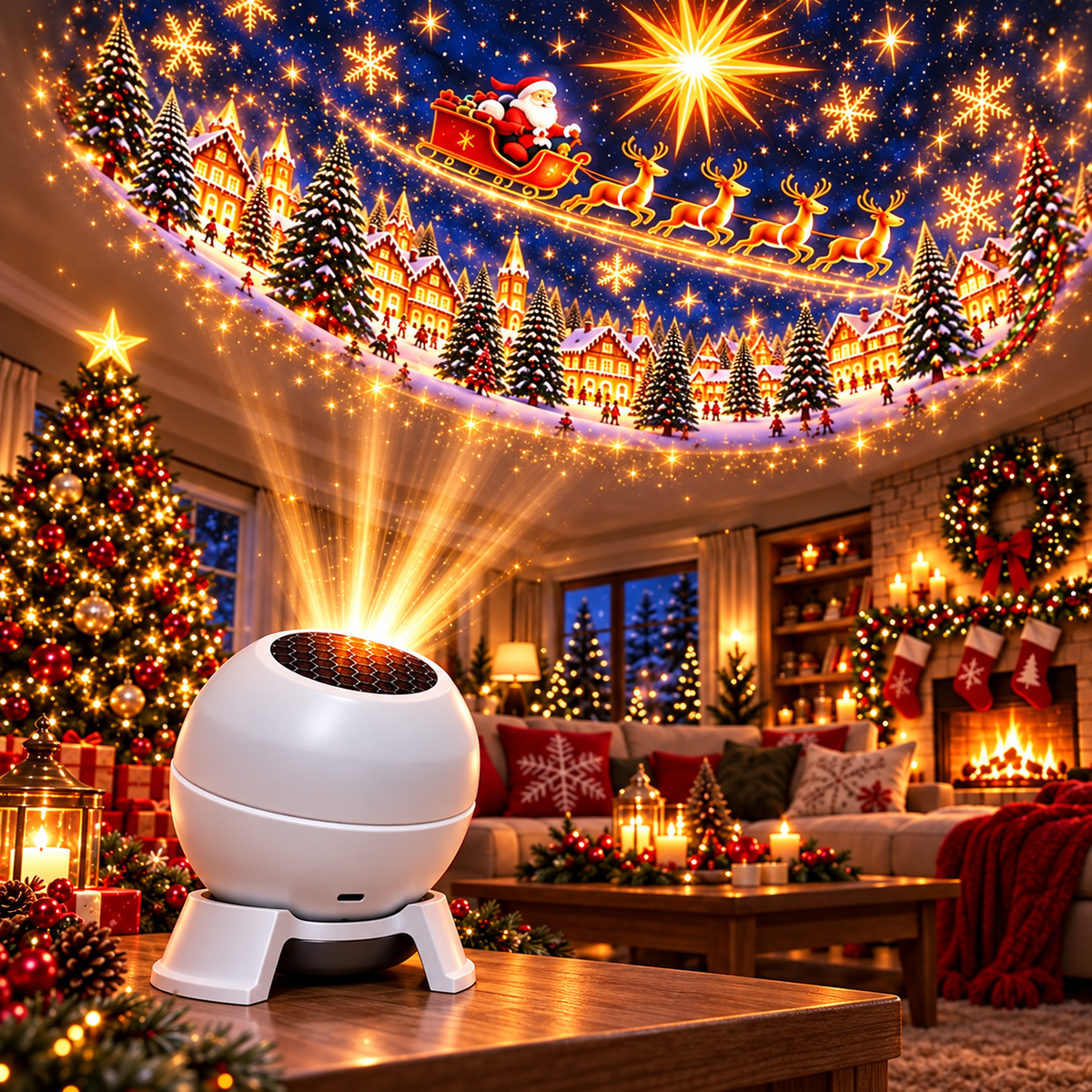 💡 2️⃣Convierte cualquier habitación en un mágico mundo navideño – Luz nocturna con proyección